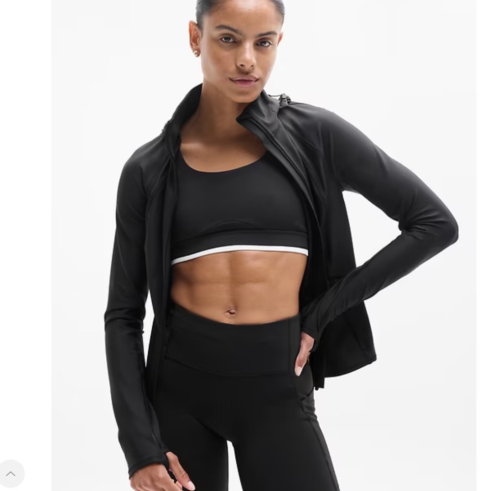 Athleta‎ Interval Jacket Black Full Zip Lightweight Running Large New With Tags